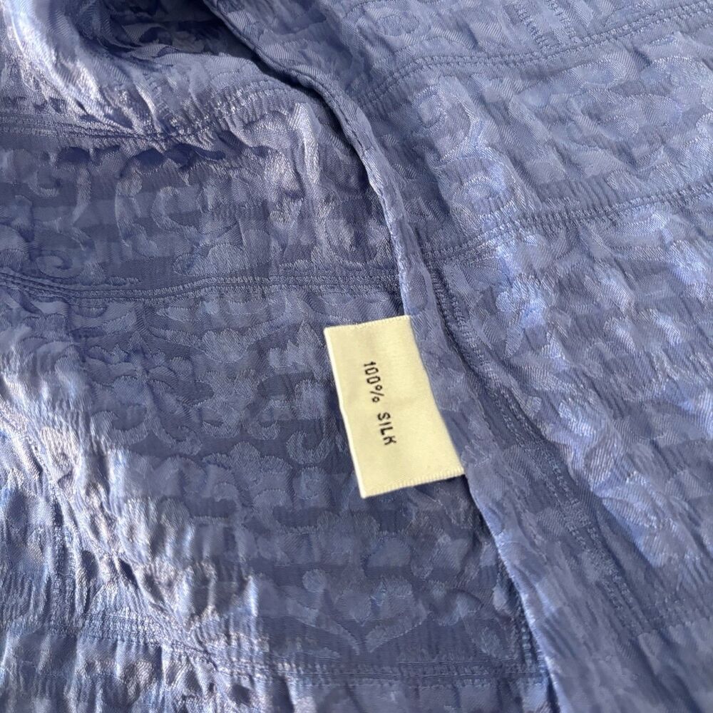 VTG Talbots Womens 6 Pure Silk Blue Printed Sleeveless Button Up Shirt Top Flaw - Picture 9 of 9